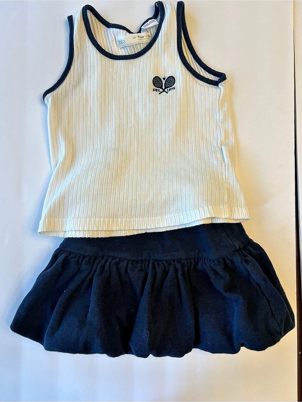 Zara Girls Tennis Set White & Navy Size 5 Years
